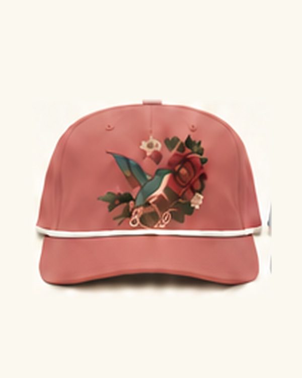 Hummingbird Hat — Dusty Red / White